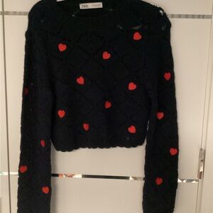ZARA Black Open-Knit Sweater